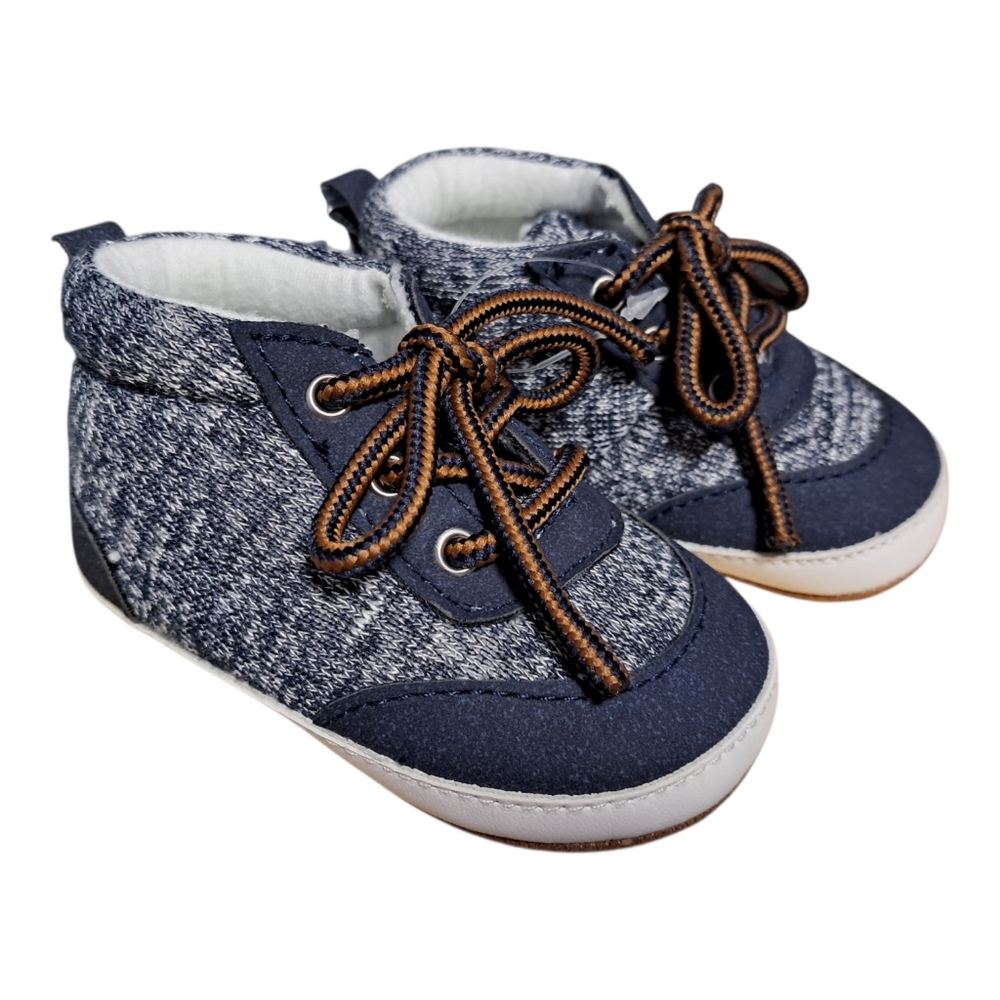 Carter's Baby Knit Casual Crib Shoes, 0-3 Months Navy Blue & White New With Tags